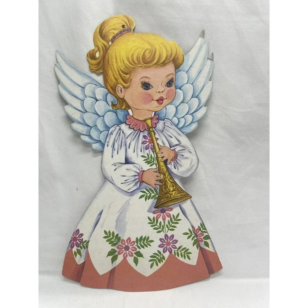 Vintage Artfaire Christmas Angel Die-Cut Wall Decoration